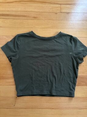 Wild Fable Classic Olive Crop Tee - Women's Short Sleeve Top